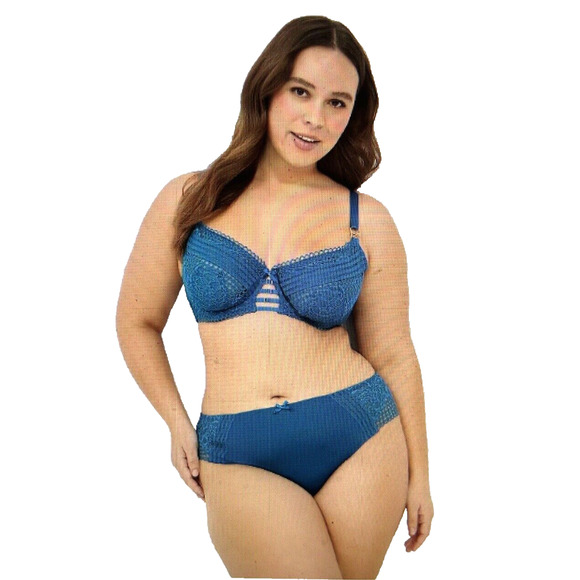 NWT Lane Bryant Peacock Blue Lace Nylon Stretch Cheeky Panties in size 1X 18 20 - Picture 1 of 7